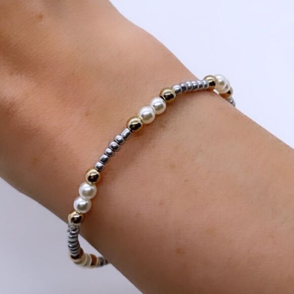 NWT Wool + Pepper Co. S&G Beaded Bracelet - Picture 1 of 4